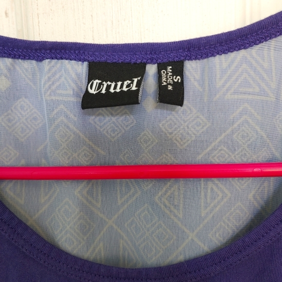 CRUEL Purple Western Aztec Tee Women's Size Small - Picture 2 of 5